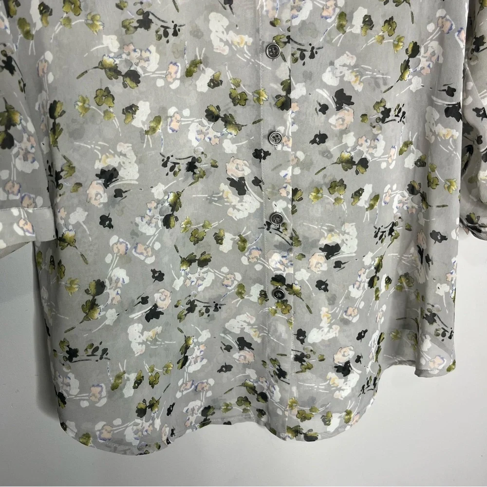 CABI Matinee Sheer 3/4 Sleeve Blouse Floral Gray #5204, size XS - Picture 5 of 12